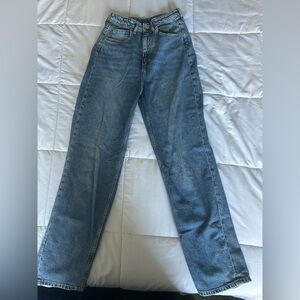 H&M Girls Size 18 High Waisted Wide Legged Blue Denim Jeans